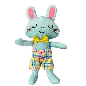 Happy Go Walgreens Light Teal Blue Bunny Rabbit Plush Yellow Bow Tie Plaid Short